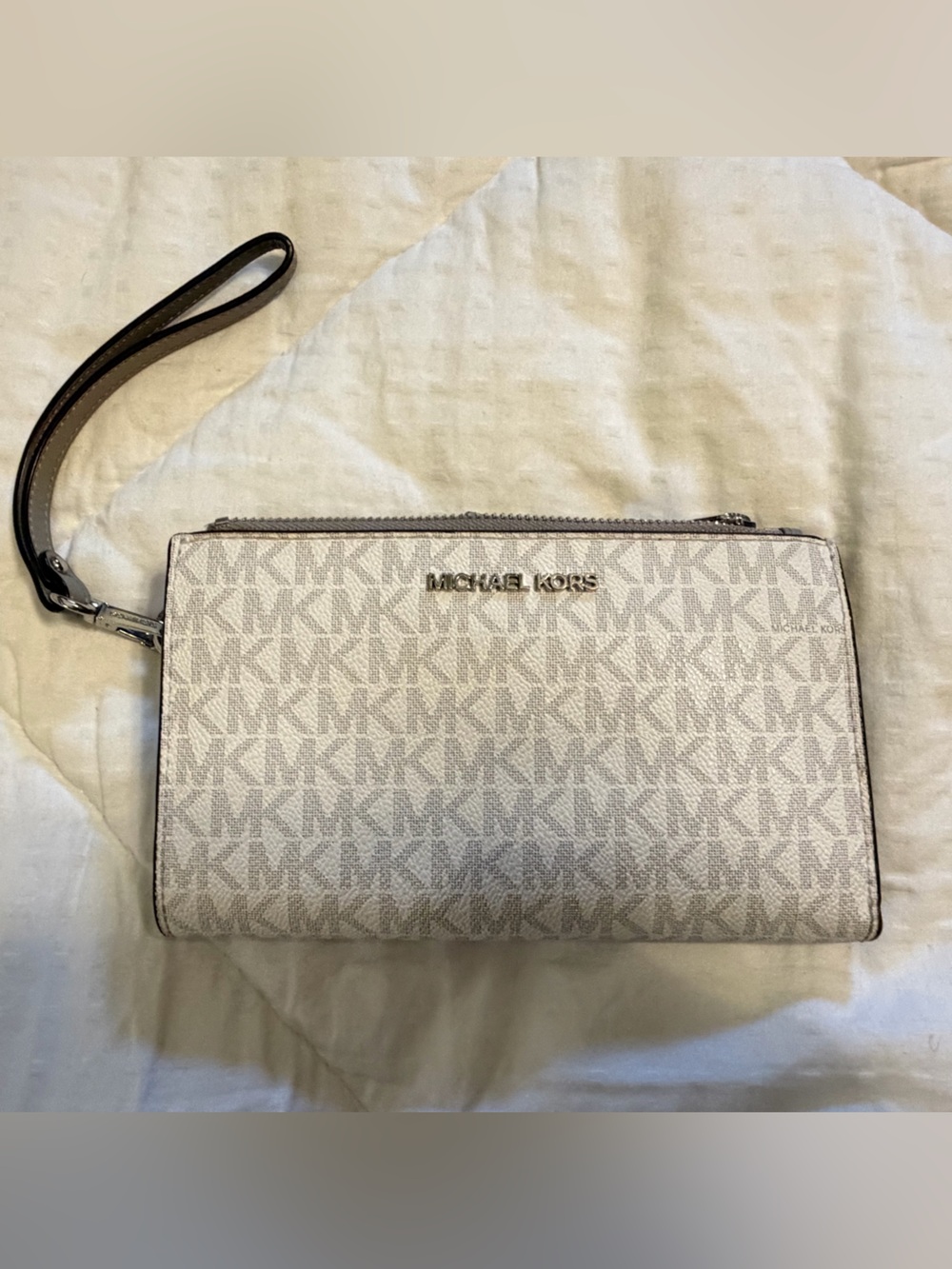Michael Kors Cream/Beige Logo Wristlet Clutch